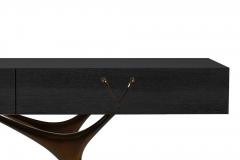 Carlos Solano Granda Crescent Console Table in Blackout Oak and Bronze - 3636644