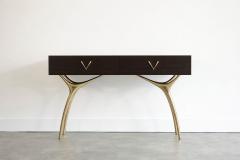 Carlos Solano Granda Crescent Console Table in Brass and Espresso Walnut by Stamford Modern - 4565223