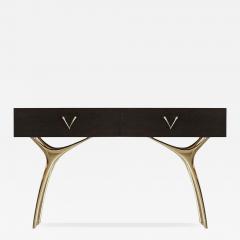 Carlos Solano Granda Crescent Console Table in Brass and Espresso Walnut by Stamford Modern - 4565850