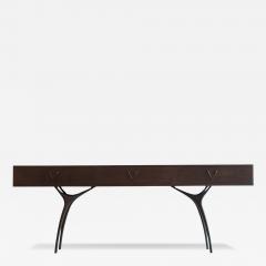 Carlos Solano Granda Crescent Console Table in Dark Walnut and Bronze - 4435422