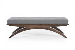 Carlos Solano Granda Walnut Convex Bench in Grey Boucle - 335716