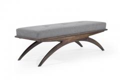 Carlos Solano Granda Walnut Convex Bench in Grey Boucle - 335718