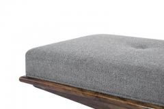 Carlos Solano Granda Walnut Convex Bench in Grey Boucle - 335720