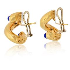 Carlos Weingrill 18K Yellow Gold 1970s Verona Twisted Gold Lapis Earrings - 4324615