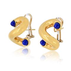 Carlos Weingrill 18K Yellow Gold 1970s Verona Twisted Gold Lapis Earrings - 4324616