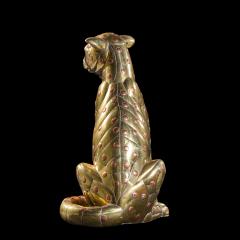 Carlos del Conde Mid Century Welded Brass Leopard Cat Signed Sculpture - 4534334