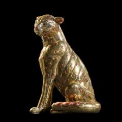 Carlos del Conde Mid Century Welded Brass Leopard Cat Signed Sculpture - 4534336