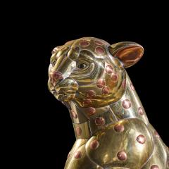 Carlos del Conde Mid Century Welded Brass Leopard Cat Signed Sculpture - 4534342