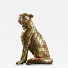 Carlos del Conde Mid Century Welded Brass Leopard Cat Signed Sculpture - 4534401