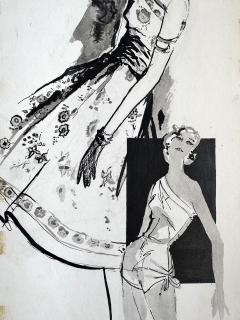 Carlyn Beckman Friedman Female Fashion Illustrator Mid Century Pen and Ink - 4576510