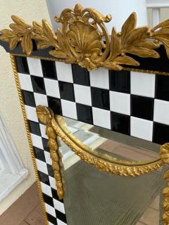 Carol Canner Carvers Guild BLACK AND WHITE TILE AND GOLD CREST AND DRAPERY MODERN MIRROR - 2053816