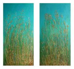 Carolyn Miller Golden Grasses Contemporary Diptych - 3273315
