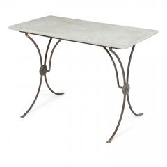 Carrara Marble Top French Iron Garden Table - 3087066