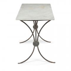 Carrara Marble Top French Iron Garden Table - 3087067