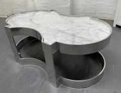 Carrara Marble and Chrome Two Tier Coffee Table - 1943131