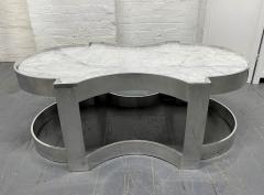 Carrara Marble and Chrome Two Tier Coffee Table - 1943133