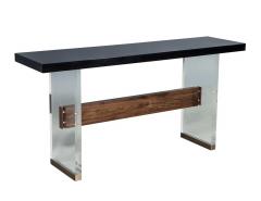 Carrocel Custom Modern Acrylic Black Lacquer and Walnut Console - 1994663