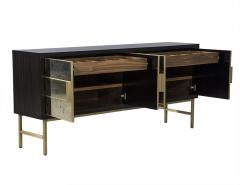 Carrocel Custom Modern Walnut Mirrored Sideboard Buffet - 1998457