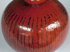 Carstens Keramik 1960s Carstens art pottery red orange glazed bulbous vase - 2408864