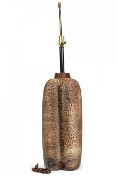 Carstens Keramik Carstens Mid Century West German Ceramic Lava Glazed Brown Table Lamp - 4162922