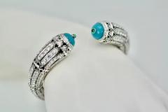 Cartier High Jewelry Diamond Turquoise Bracelet Deco Inspired 12 73 Carat - 3461951