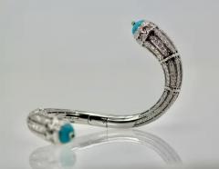 Cartier High Jewelry Diamond Turquoise Bracelet Deco Inspired 12 73 Carat - 3462085