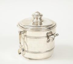 Cartier Sterling Silver Art Deco Ice Bucket with Ice Tongs and Original Box - 1173957