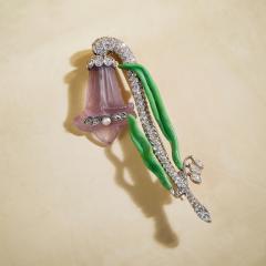 Carved Amethyst and Diamond Bluebell Flower Brooch - 3236650