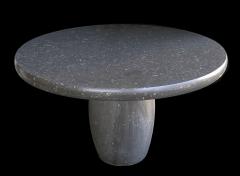 Carved Belgian Bluestone Round Dining Center Table with Barrel form Base - 1472410