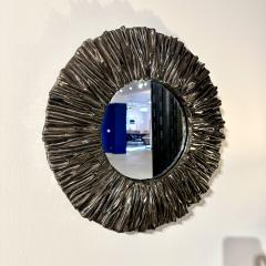 Carved Black Chrome Ceramic Frame Mirror by Aram C  - 4572303