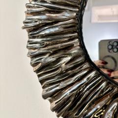 Carved Black Chrome Ceramic Frame Mirror by Aram C  - 4572307