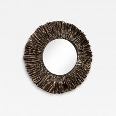 Carved Black Chrome Ceramic Frame Mirror by Aram C  - 4574372