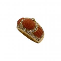 Carved Coral Diamond Ring - 2981481