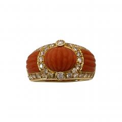 Carved Coral Diamond Ring - 2981482