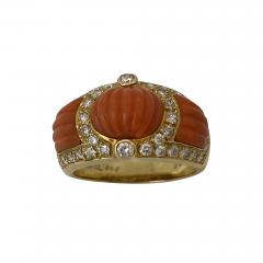 Carved Coral Diamond Ring - 2983135