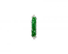Carved Dragon Green Jadeite Jade Grade A Diamonds Pendant Pin Crossover - 3509937
