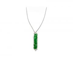 Carved Dragon Green Jadeite Jade Grade A Diamonds Pendant Pin Crossover - 3509938