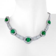 Carved Emerald Bead and Diamond Collar Necklace - 3042866