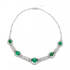 Carved Emerald Bead and Diamond Collar Necklace - 3044852