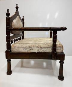 Carved End of Indo British Colonial Period Lounge Chairs Pair - 4451981