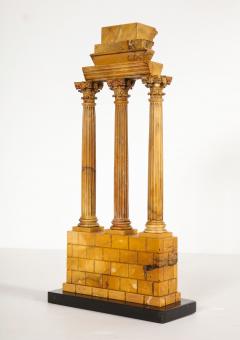 Carved Giallo Antico Grand Tour Model of the Temple of Castor and Pollux - 1889838