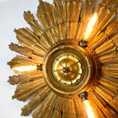 Carved Gilt Wood Church Sunburst Light Circa 1920 - 3042286