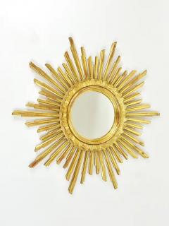 Carved Gilt Wood Sunburst Starburst Wall Mirror Hollywood Regency France 1960 - 4062964