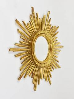 Carved Gilt Wood Sunburst Starburst Wall Mirror Hollywood Regency France 1960 - 4062980