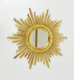 Carved Gilt Wood Sunburst Starburst Wall Mirror Hollywood Regency France 1960 - 4063009