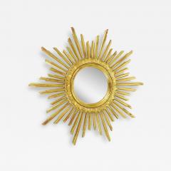 Carved Gilt Wood Sunburst Starburst Wall Mirror Hollywood Regency France 1960 - 4065405