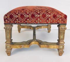 Carved Giltwood Ottomans Benches Embroidered Seats Nailheads Pair Louis XIV - 4577699