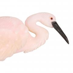 Carved Hardstone Egret in Rose Quartz and Hematite - 4550749