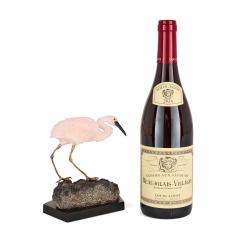 Carved Hardstone Egret in Rose Quartz and Hematite - 4550752