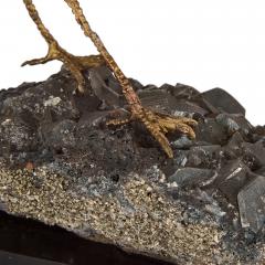 Carved Hardstone Egret in Rose Quartz and Hematite - 4550753